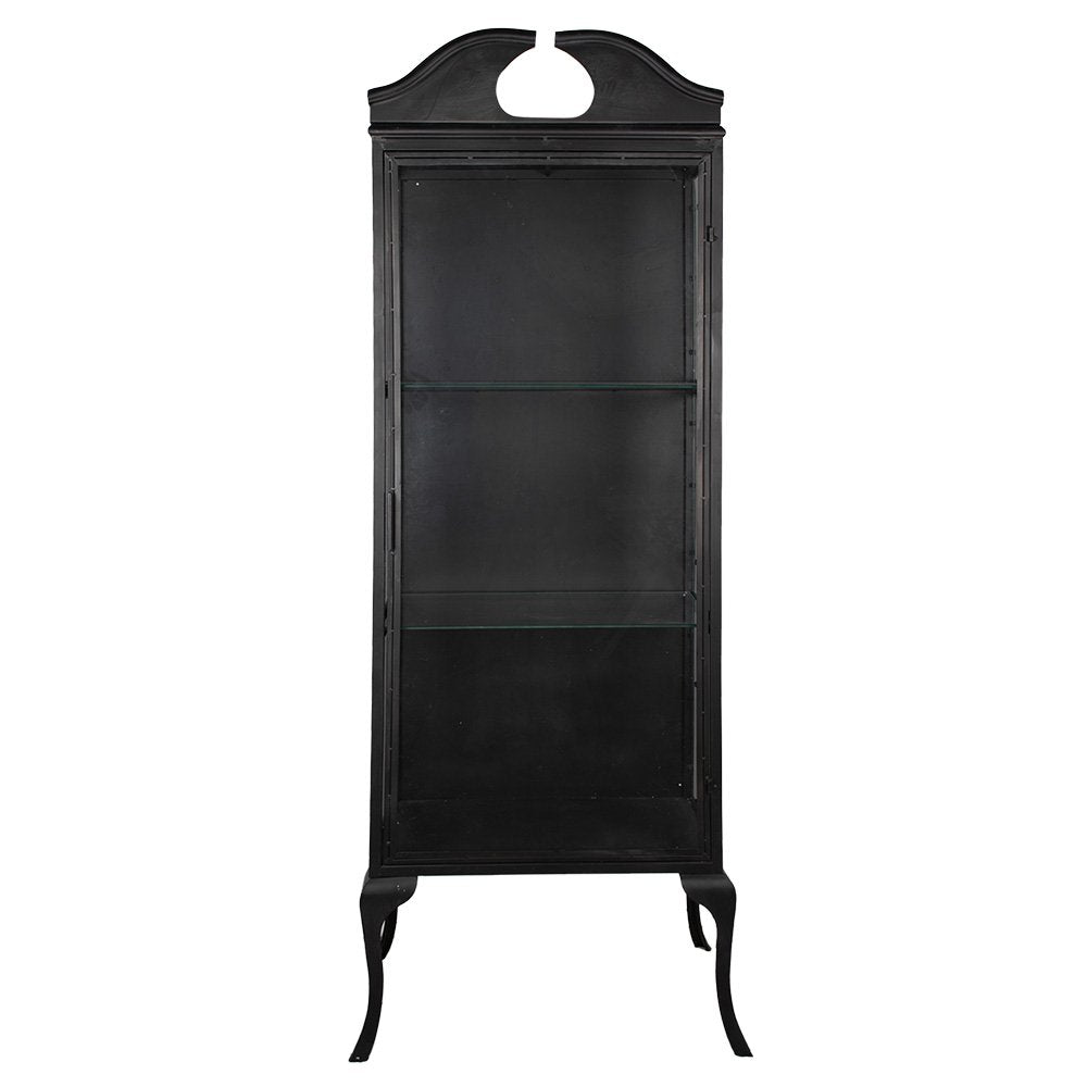 Vitrine Schwarz, Metall und Glas 68x43x181 cm