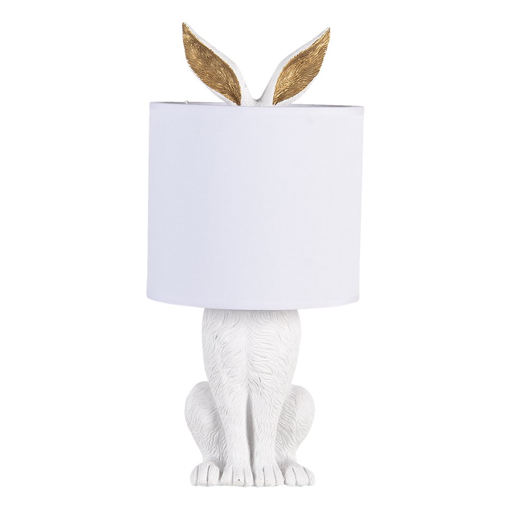 Tischlampe Kaninchen Ø 20x45 cm weiße Polyresin -Schreibtischlampe