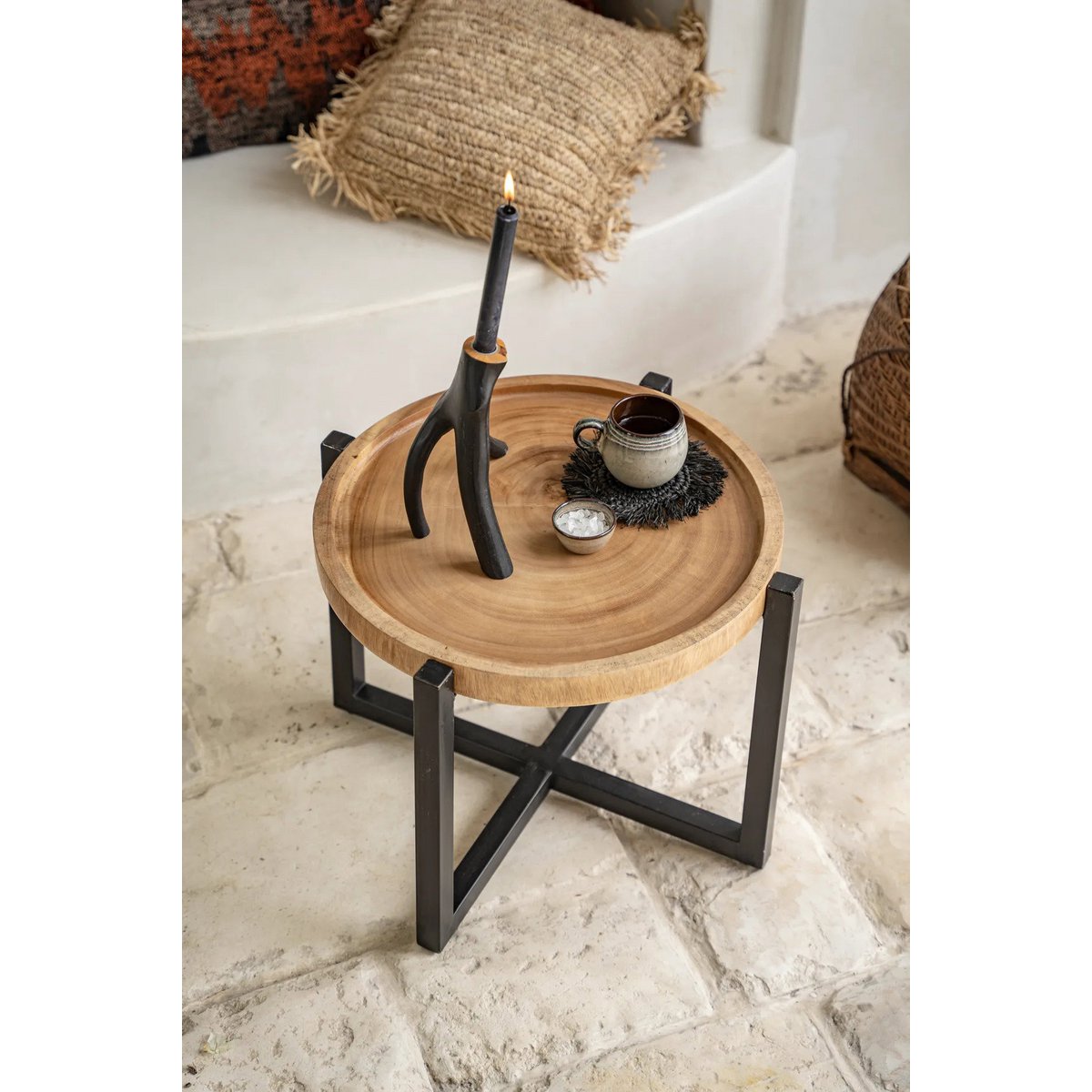 Der Fringe Raffia Coaster - Schwarz