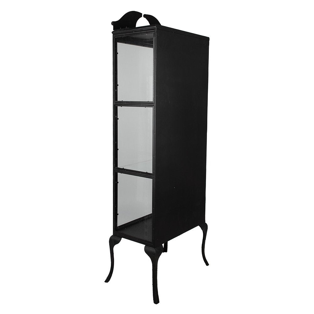 Vitrine Schwarz, Metall und Glas 68x43x181 cm