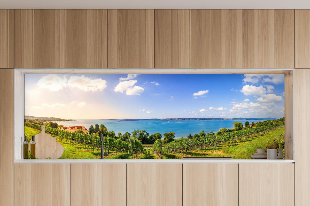 Küche - Bodensee Panorama in Birnau in charakteristischer Vollholz-Küche mit modernem Gasherd