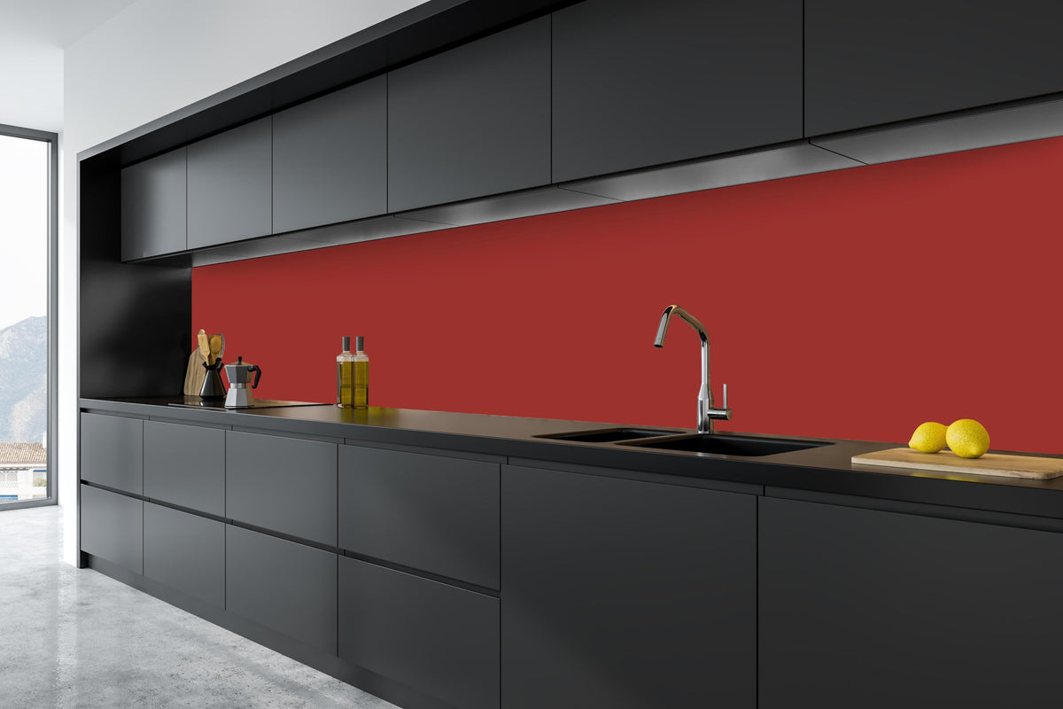 Küche - RAL 3013 (tomatenrot) in tiefschwarzer matt-premium Einbauküche