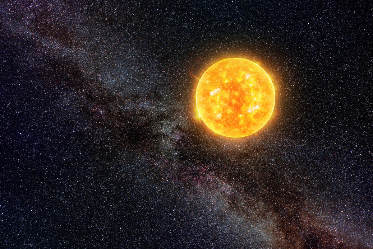 Office Poster-Helle Sonne vor dunklem Sternenhimmel