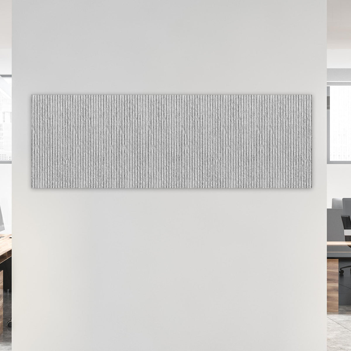 Office Poster - Panorama - moderne Zementwand an weißer Wand in hell eingerichtetem Büro Zoom