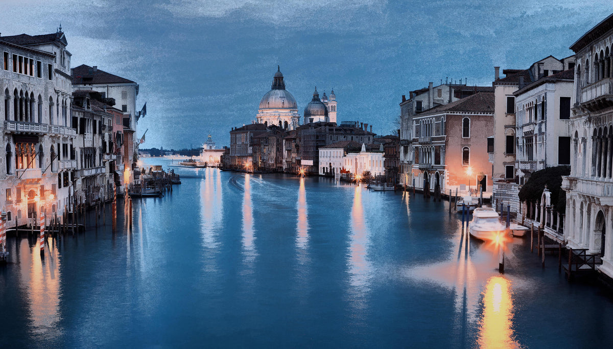 Spritzschutz-Ölgemäldes des Grand Canal bei Nacht