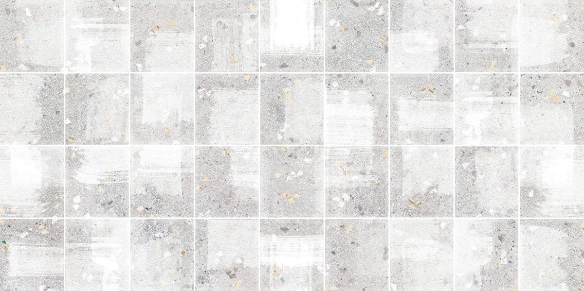 Spritzschutz-Weißes Fliesenmuster - Terrazzo Struktur