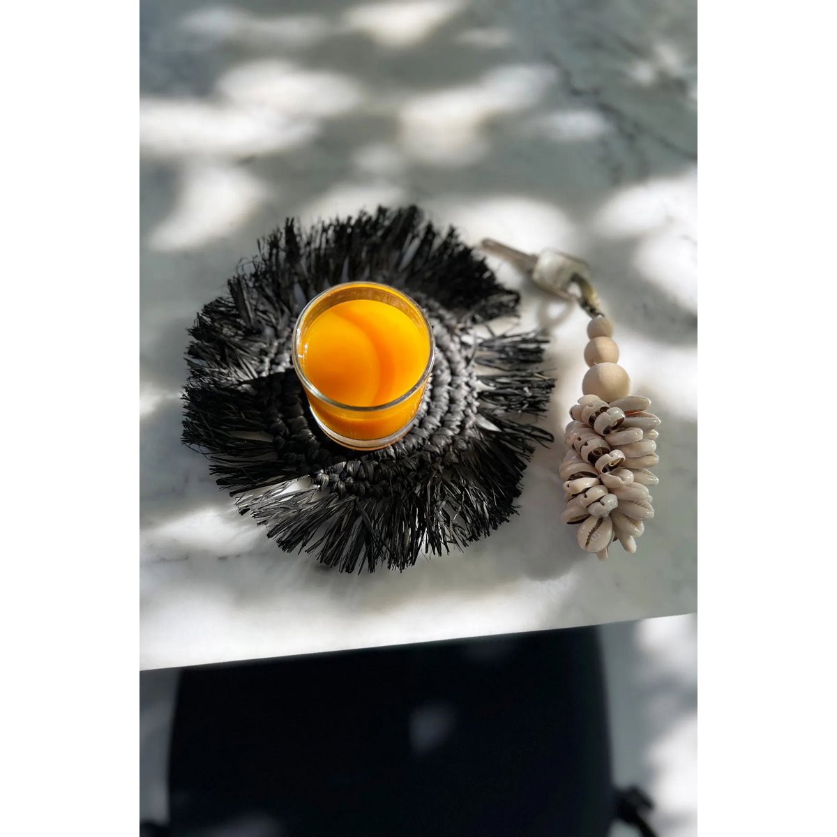 Der Fringe Raffia Coaster - Schwarz