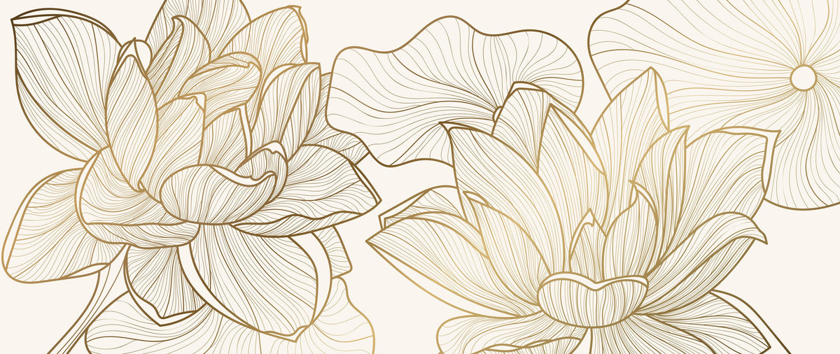 Küchenrückwand-Abstrakte Linienkunst mit floralen Motiven