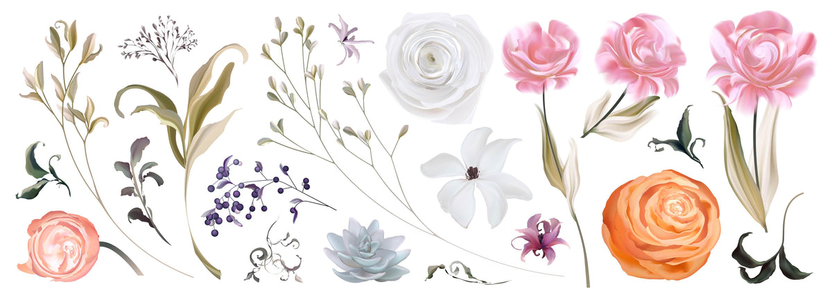 Küchenrückwand-Ausdrucksstarke Illustrationen von Blumen