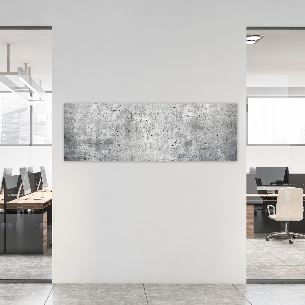Office Poster  - Alte graue Betonwand an weißer Wand in hell eingerichtetem Büro