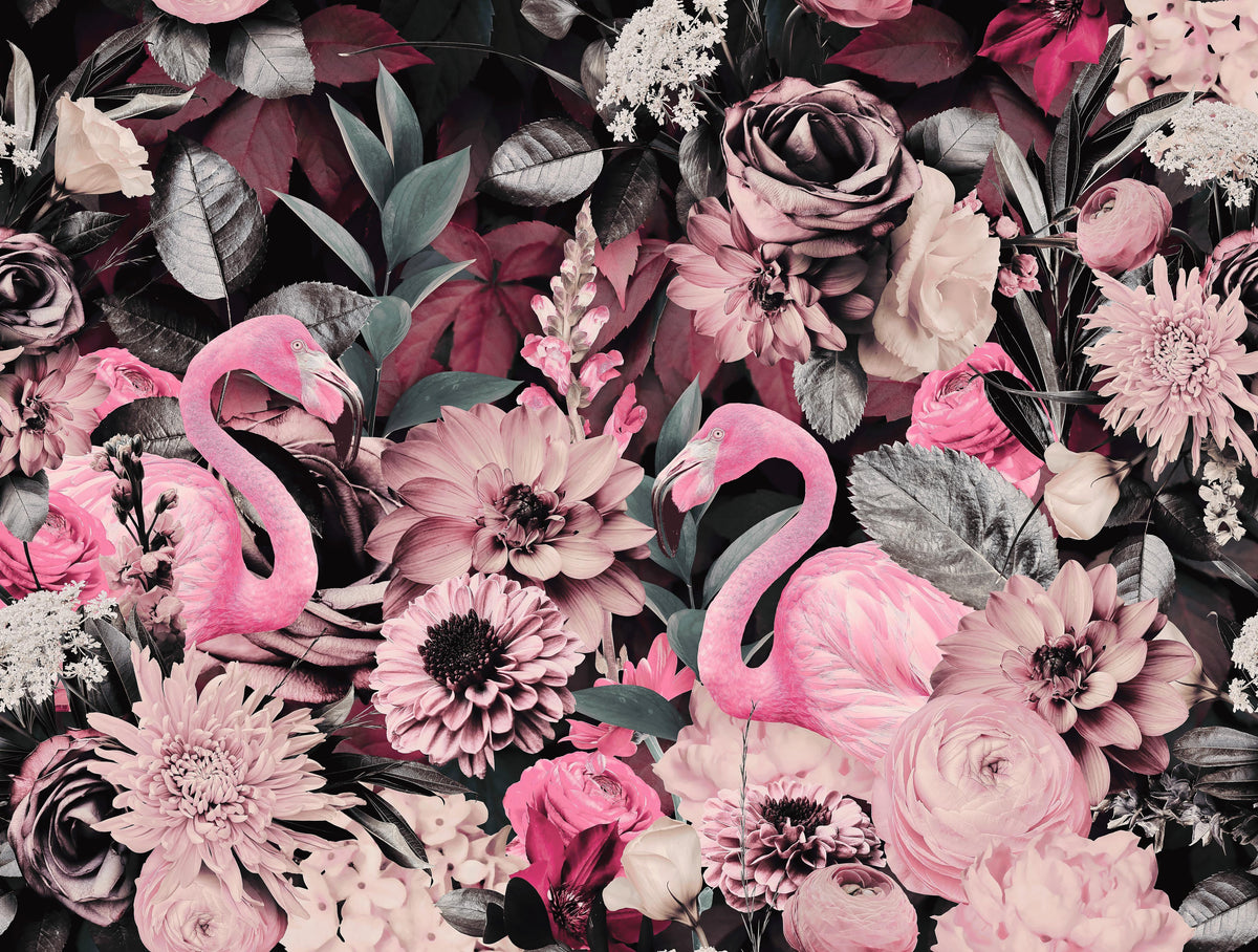 Office Poster-Flamingo Garten - Floral