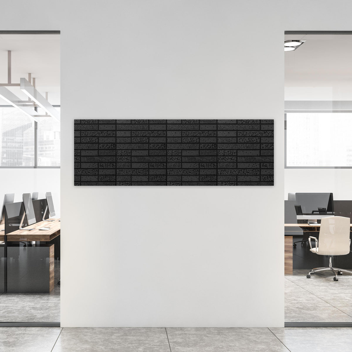 Office Poster  - Moderne Schwarze Ziegelwand an weißer Wand in hell eingerichtetem Büro