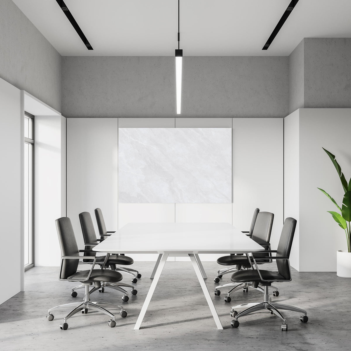 Office Poster  - Natürliche weiße Marmortextur in einem Konferenzraum an weißer Wand hängend