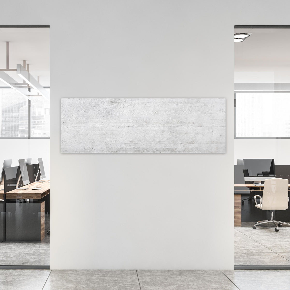 Office Poster  - Weiße Betonstruktur an weißer Wand in hell eingerichtetem Büro