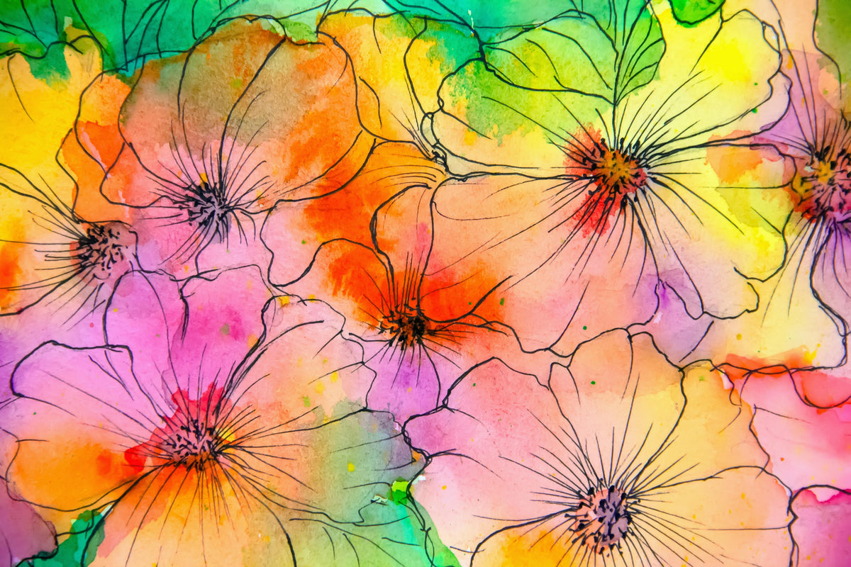 Spritzschutz-Aquarell Blumen Malerei