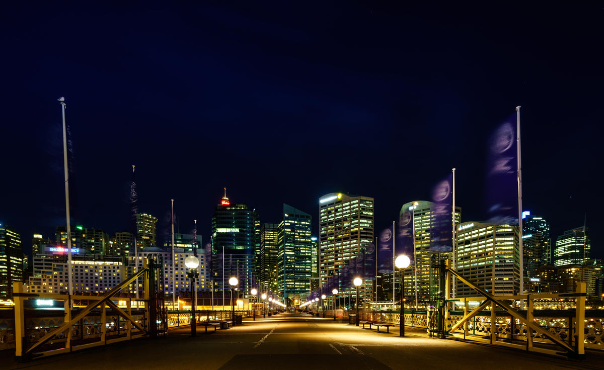 Spritzschutz-Darling Harbour bei Nacht