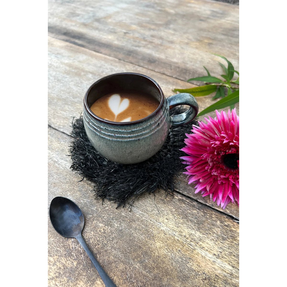 Der Fringe Raffia Coaster - Schwarz