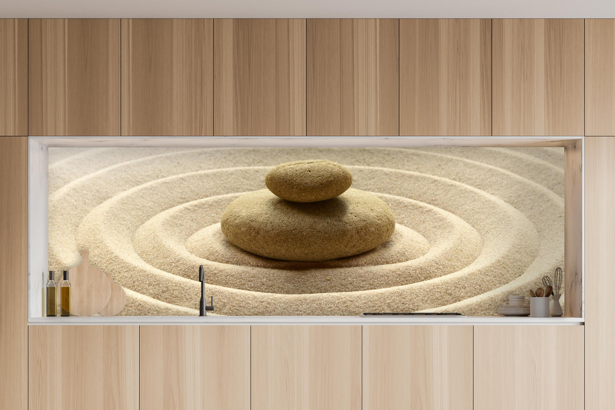 Küchenrückwand - Zen Garten Meditationsstein